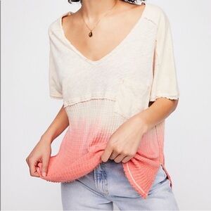 We the Free Sun Dial T-Shirt Coral Ombré Dip Dye Sz Medium